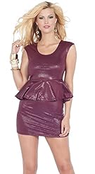 Sophisticated Snake Print Leather Sleeveless Peplum  Fitted Cocktail Bodycon Dress/Mini Dress  With Ruffles