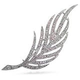 Diamond Cubic Zirconia Feather Brooch