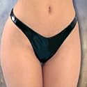 Patent PVC Thong Lycra Back in Black One Size