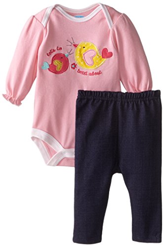 BON BEBE Baby Girls' Lots To Tweet Knit Denim Jegging Set
