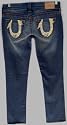 SALE True Religion Women's Jeans Stevie Yellow Painted Pocket in Body Rinse Wash