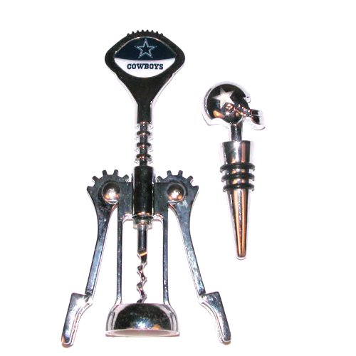 Motorhead Products NFL 2-Piece Cork Screw with Cowboys Logo and Helmet Shaped Bottle Stopper