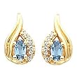 14K Yellow Gold Sky Blue Topaz and Diamond Earrings