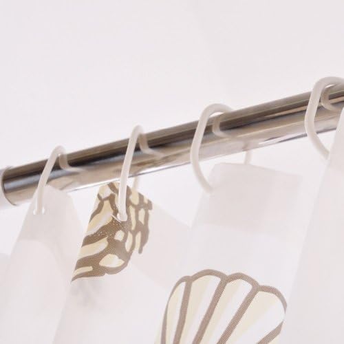 Elegant Peva Bathroom Shower Curtain Liner for Home Travel Hotel with Hooks, Clear with Starfish , Conch and Shell Curtain for Kids, 72 X 72