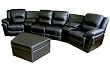 Baxton Studio Ercole 7-Piece Leather Recliner Home Theater Set, Black