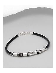 Rubber Bracelet In 92.5 Sterling Silver