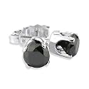 1/2ct Black Diamond Stud Earrings 14k White Gold