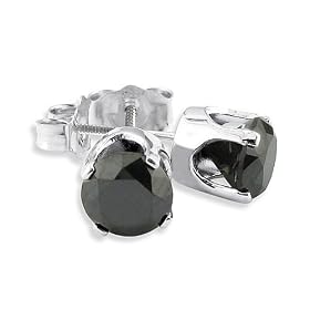 1/2ct Black Diamond Stud Earrings 14k White Gold