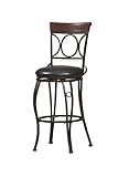 24"H Counter Height Stool - Circles Back with Black Seat & Brown Frame