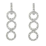 10K White Gold Diamond Circles Drop Earrings