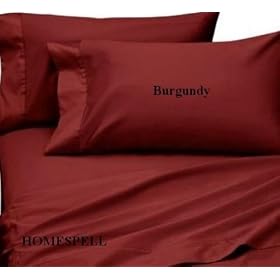 Homespell Egyptian Cotton 3 - Pc Duvet Cover 500TC Solid Sateen Burgundy (Full).