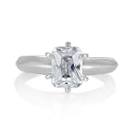 Sterling Silver Ring 1.7ct Emerald Cubic Zirconia CZ Solitaire Engagement Ring - Ideal Gift For Mother Day, Anniversary, Engagement, Wedding, Birthday, For Her