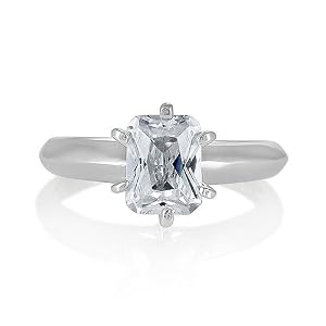 Buy Sterling Silver Ring 1.7ct Emerald Cubic Zirconia CZ Solitaire Engagement Ring - Ideal Gift For... by Sterling Silver Ring Emerald Cut Cubic Zirconia Solitaire Ring 2 ct - Ideal Gift For Mother Day, Anniversary, Engagement, Wedding, Birthday, For Her