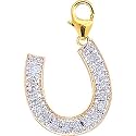 14K Yellow Gold Diamond Horseshoe Charm