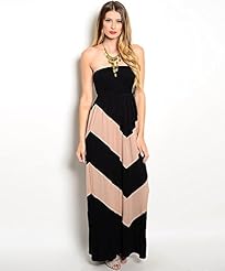Strapless Rayon/Spandex Chevron Print Maxi Dress 