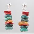 Sterling Silver, Turquoise and Spiny Oyster Bead Earrings, #8991