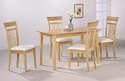 5pc Casual Contemporary Maple Finish Wood Dining Table & 4 Chairs Set