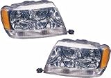 HEADLIGHT Right + Left RH+LH (Passenger+Driver) for JEEP Grand Cherokee (1999-2004), Lamp Assembly, 1999 2000 2001 2002 2003 2004 99 00 01 02 03 04