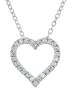 Platinum Plated Sterling Silver Heart-Shaped Cubic Zirconia Pendant, 16 + 2"