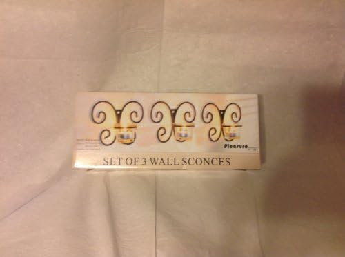 Set of 3 Black Metal Tea Candle Holder Wall Sconces