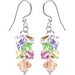 Handcrafted Austrian Crystal Blue Pastel Rainbow Cascading Drop Earrings MADE WITH SWAROVSKI ELEMENTS