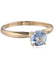 14k Gold 6mm Round Created Aqua Gemstone Solitaire Ring (1.00 ct)