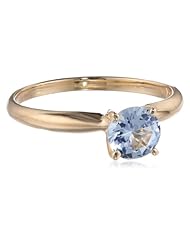 14k Gold 6mm Round Created Aqua Gemstone Solitaire Ring (1.00 ct)