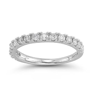 14k White Gold Prong-Set Round Diamond Anniversary Band Ring (1 2 cttw, H-I... by