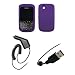 BlackBerry Bold 9650 - Premium Royal Purple Soft Silicone Gel Skin Cover Case + Rapid Car Charger + USB Data Sync Charge Cable for RIM BlackBerry Bold 9650