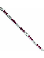 Genuine .925 Sterling Silver African Ruby And Diamond Bracelet 5.5 Grams . 100% Satisfaction Guaranteed.