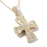 14K White or Yellow Gold 0.31ct Diamond Cross Pendant w/ Chain