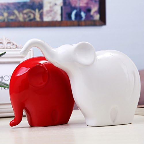 China Ceramics Ornament Elephant Ceramic Crafts Home Decoration (White+Black)