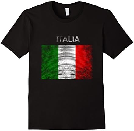 Men's Italia Italian Flag Italiano Italy Distressed Colors T-Shirt Large Black