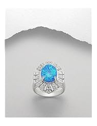 Deep Sky Blue CZ Ring In 92.5 Sterling Silver