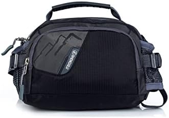 YinRiver Multifunctional Water Resistant Outdoor Sports Nylon Waist Packs with Water Bottle Holder for Men,3-Zipper Black