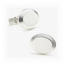 Oval Step Silver Cufflinks