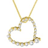 14K Yellow Gold 1/4 ct. Diamond Journey of Love Heart Pendant with Chain