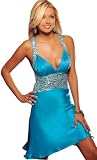 Short Turquoise Sexy Size 0 Formal Prom Gown Open Back Dress by Jovani
