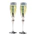 Kitchen & Housewares : Pearl Heart Toasting Flutes with Brushed Silver Stems