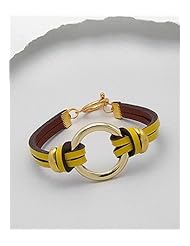 Yellow Leather Bracelet In White Base