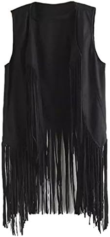 Coloroo Womens Courtney - Short Faux Suede Fringed Vest