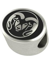 Colorado State Rams Collegiate Bead Fits Most Pandora Style Bracelets Including Pandora, Chamilia, Biagi, Zable, Troll and More. This High Quality Bead is Made In The U.S.A. And Is In Stock for Immediate Shipping