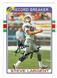 Steve Largent Autographed/Hand Signed Football Card (Seattle Seahawks) 1989 Topps #4 Record Breaker