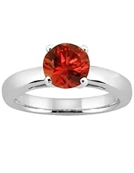 1.10 Ct Round Cognac Red SI1/SI2 Diamond 14K White Gold Solitaire Ring