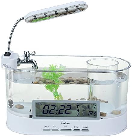 Fuloon New USB Desktop Multifunctional Mini Aquarium Fish Tank W/ LCD Clock Timer Colorful LED Light Calendar
