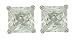 Platinum Overlay Sterling Silver 6mm Princess Cubic Zirconia Four-prong Stud Earrings