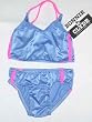 Girls Crop Top 2 PC Tankini Peri with Pink Side Stripes