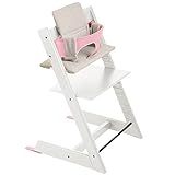 ストッケ トリップトラップ チェアセット チェア:ホワイト ベビーセット:ソフトピンク クッション:グレイルーム 【3個口】