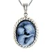 Sterling Silver Framed Mother Holding Child Agate Cameo with 18" Chain