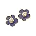 14K Yellow Gold Cubic Zirconia Periwinkle Enamel Children's Floral Earrings